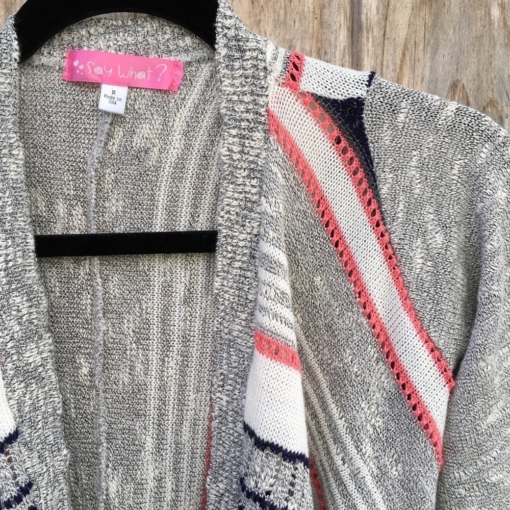 NEW Say What Striped Lightweight Printed Cardigan Sweater - Picture 4 of 6